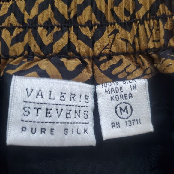 Vintage 80's Valerie Stevens 100% Silk Gold and Black Tulip Midi Skirt - Picture 7 of 7